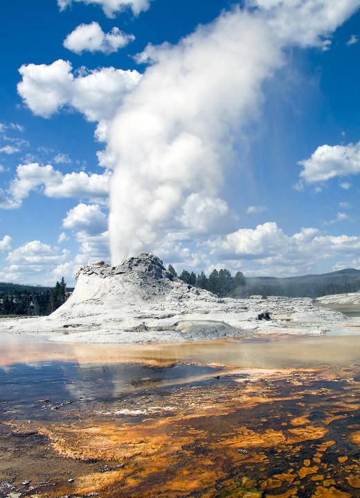 A massive supervolcano rests beneath Yellowstone National Park.