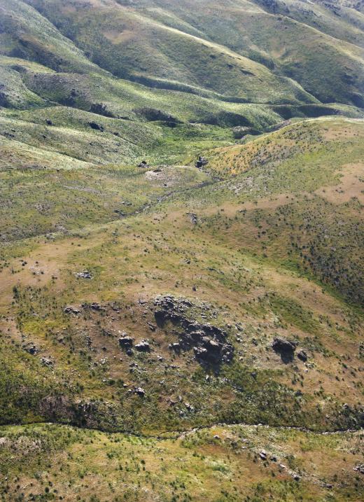 A contour map shows a bird's-eye view and allows people to visualize the hills, valleys, and slopes that are being mapped.