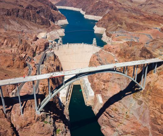 The Mike O'Callaghan-Pat Tillman Memorial Bridge, an arch bridge over the Colorado River near the Hoover Dam, is a highway bridge for US Route 93.