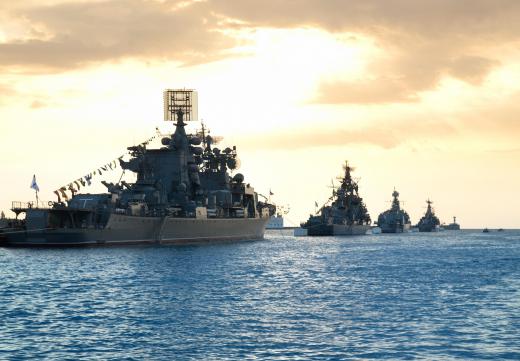 A warship's tracking radar is usually mounted on its mast.