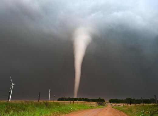 Doppler radar can show the rotation indicating a tornado.