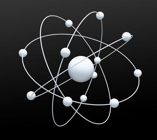 Atoms have three energy levels, which are filled with electrons.