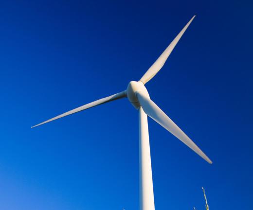 Wind potential energy is converted to kinetic energy -- and electricity -- with a turbine.